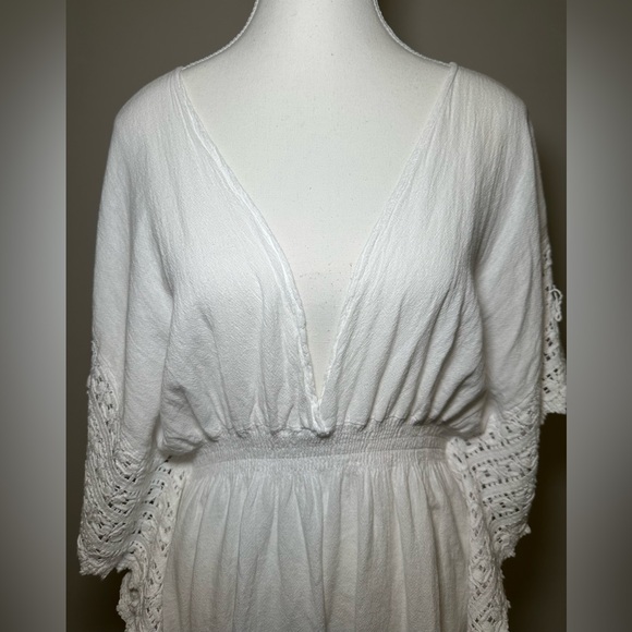 Seaspice Isla Cover Mini Dress White Boho Crochet Lace Cotton Beach Dress XL - Picture 4 of 14